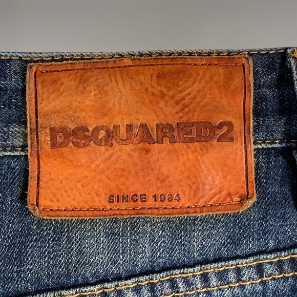 DSQUARED2 Size 32 Indigo Sashiko Distressed Denim Button Fly Jeans - Picture 4 of 6